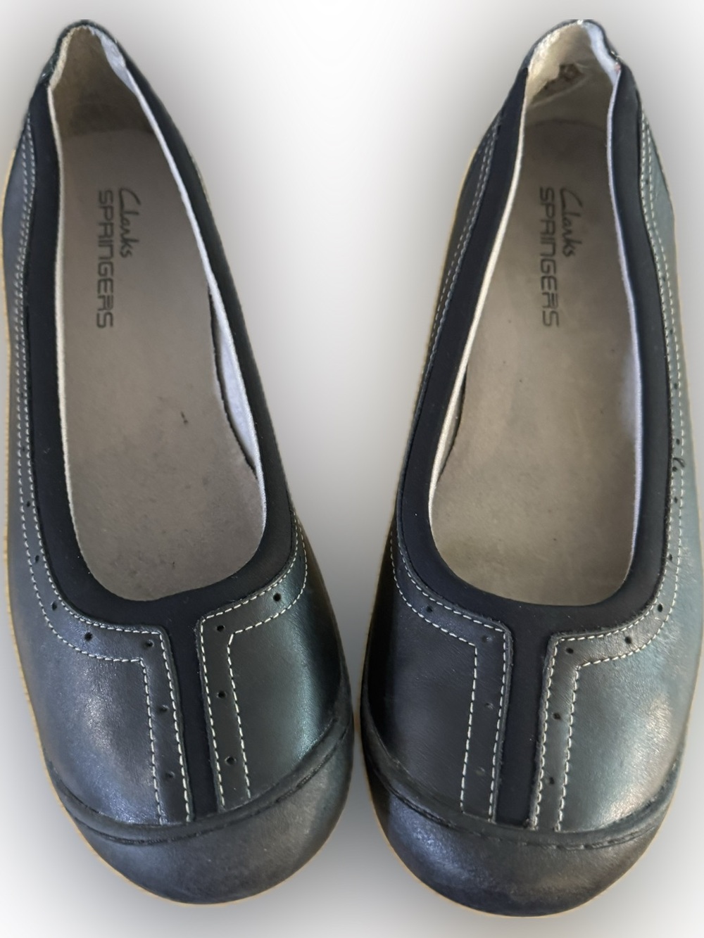 Clarks Springers Black Leather Comfort Flats | Women’s Size 10M